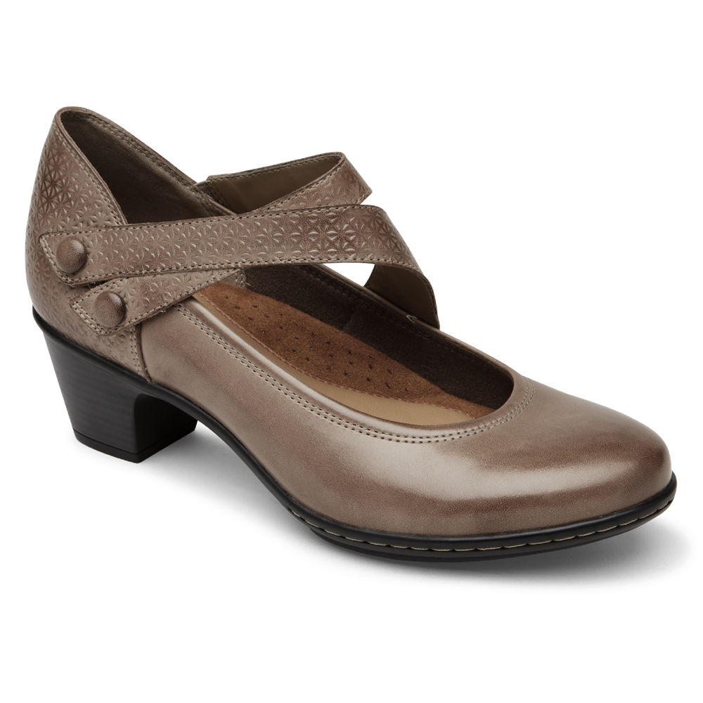 Rockport Womens Cobb Hill Kailyn Asymmetrical Mary Jane - Wedges Brown - QOB628709